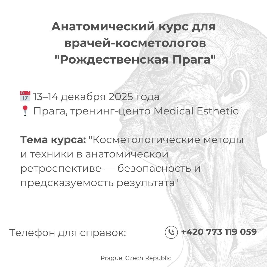 Анатомический офлайн-курс для врачей-косметологов  «Рождественская Прага 2025»